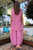 Sandbar Linen Blend 3 Button Dip Side Wasitcoat Indian Pink